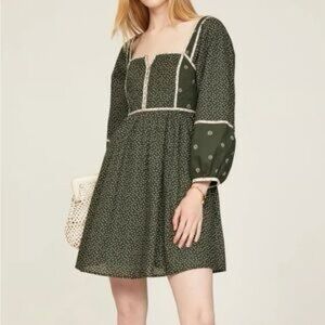 Madewell Green Polka Dot Long-Sleeve Dress